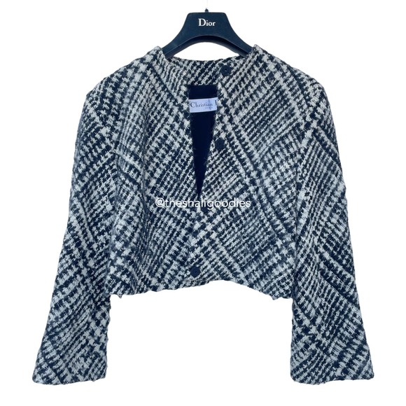 CHRISTIAN DIOR Wool Blazer Black White Houndstooth Jacket 2013 Pre Fall - Picture 1 of 6